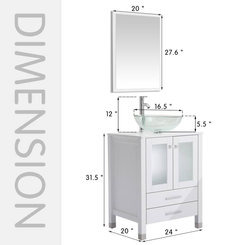24" Bathroom Vanity with Sink Set Storage Cabinet Combo