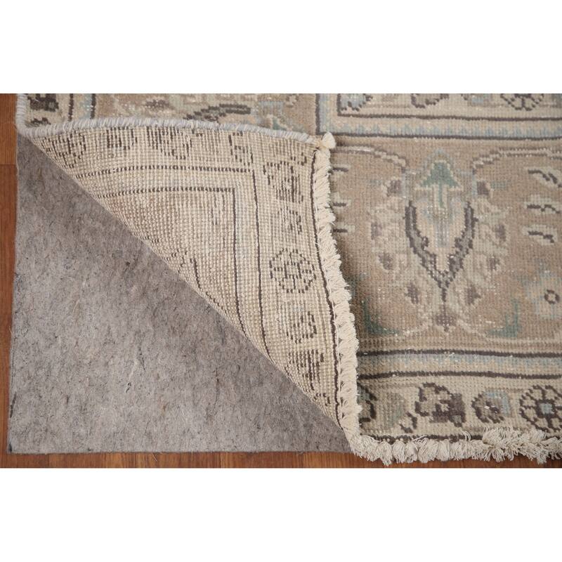 Hand Knotted Oriental 100% Wool Carpet Traditional Floral Beige & Ivories Tabriz Area Rug - 12' 7'' X 10' 0''