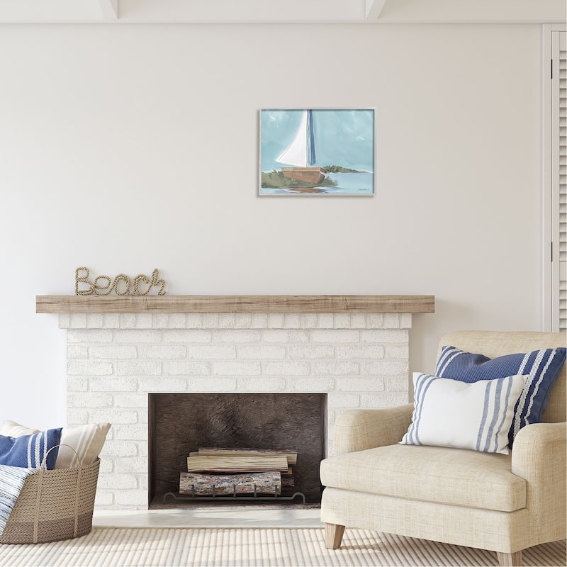 Stupell Maritime Sailboat Scene Framed Giclee Art Design by Liz Jardine