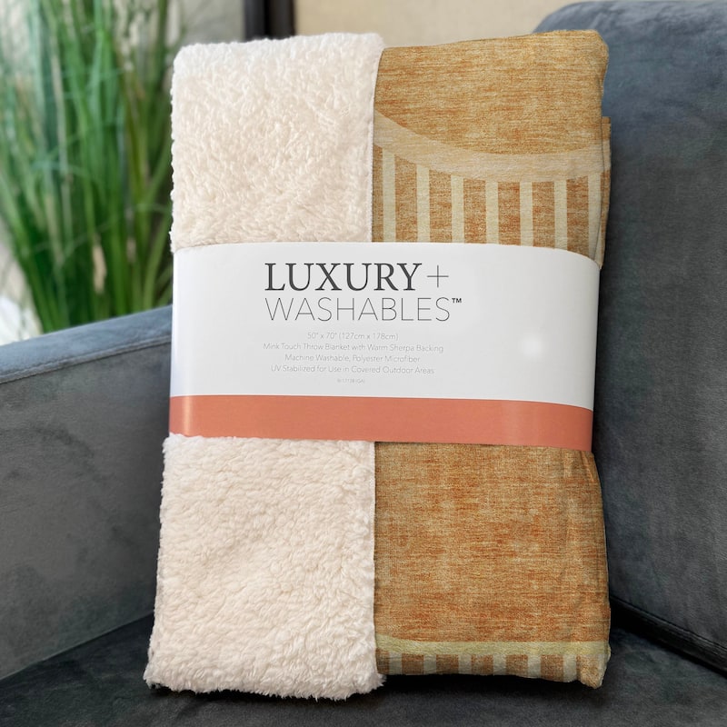 Premium Machine Washable Casual Contemporary Sherpa Throw Blanket