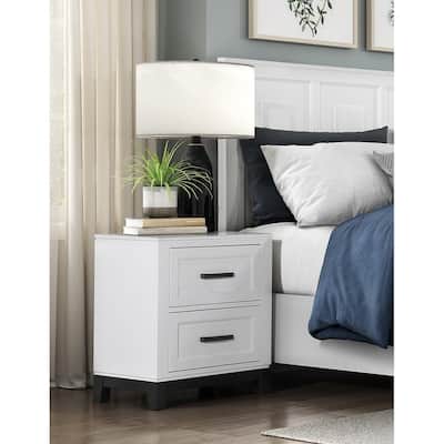 Two-Drawers Nightstand White Finish 1pc