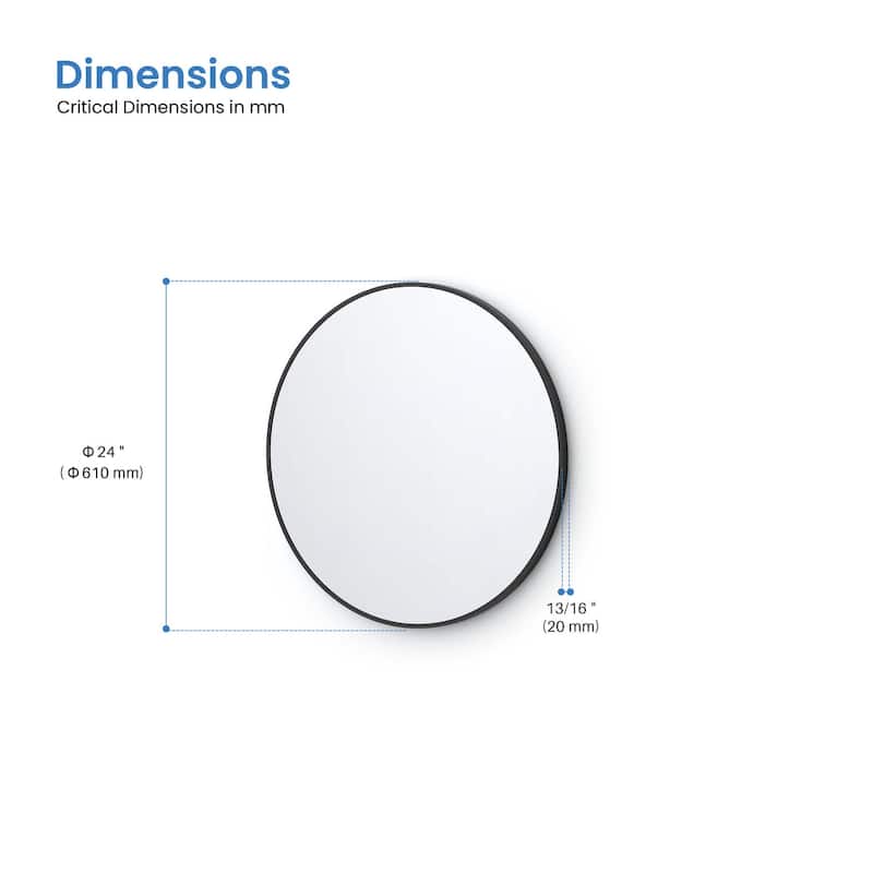 24 Inch Shatterproof Wall Mount Metal Frame Mirror