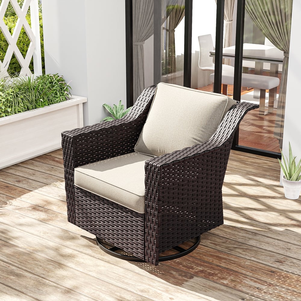 Cozywor Outdoor Patio Swivel Rattan Rocking Wicker Chair