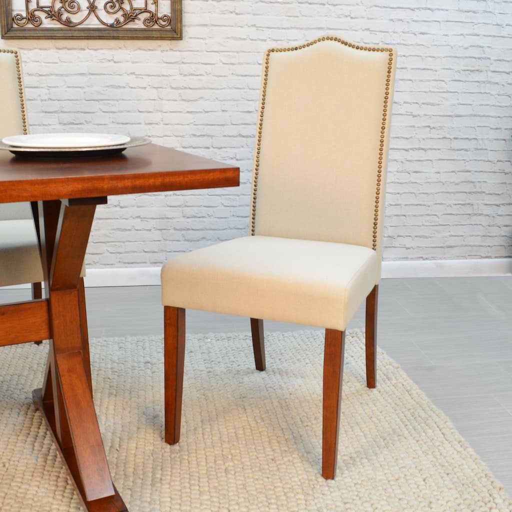 Armless Upholstered Dining Chair with Tapered Legs - 41.5" - Chestnut Brown