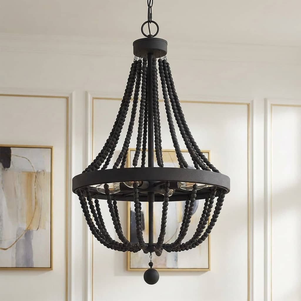 Acroma 4-light Farmhouse Boho beaded chandelier