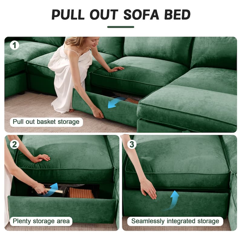 2 Seater Sofa With Pull out Storage Drawers Under Each Seat, Crescent-shaped Armrests And Wraparound
