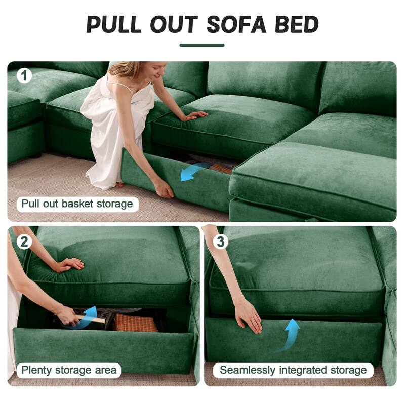 Oversized U Shape Modular Deep Seat Sofa Couch w/ Storage & 2 Ottomans
