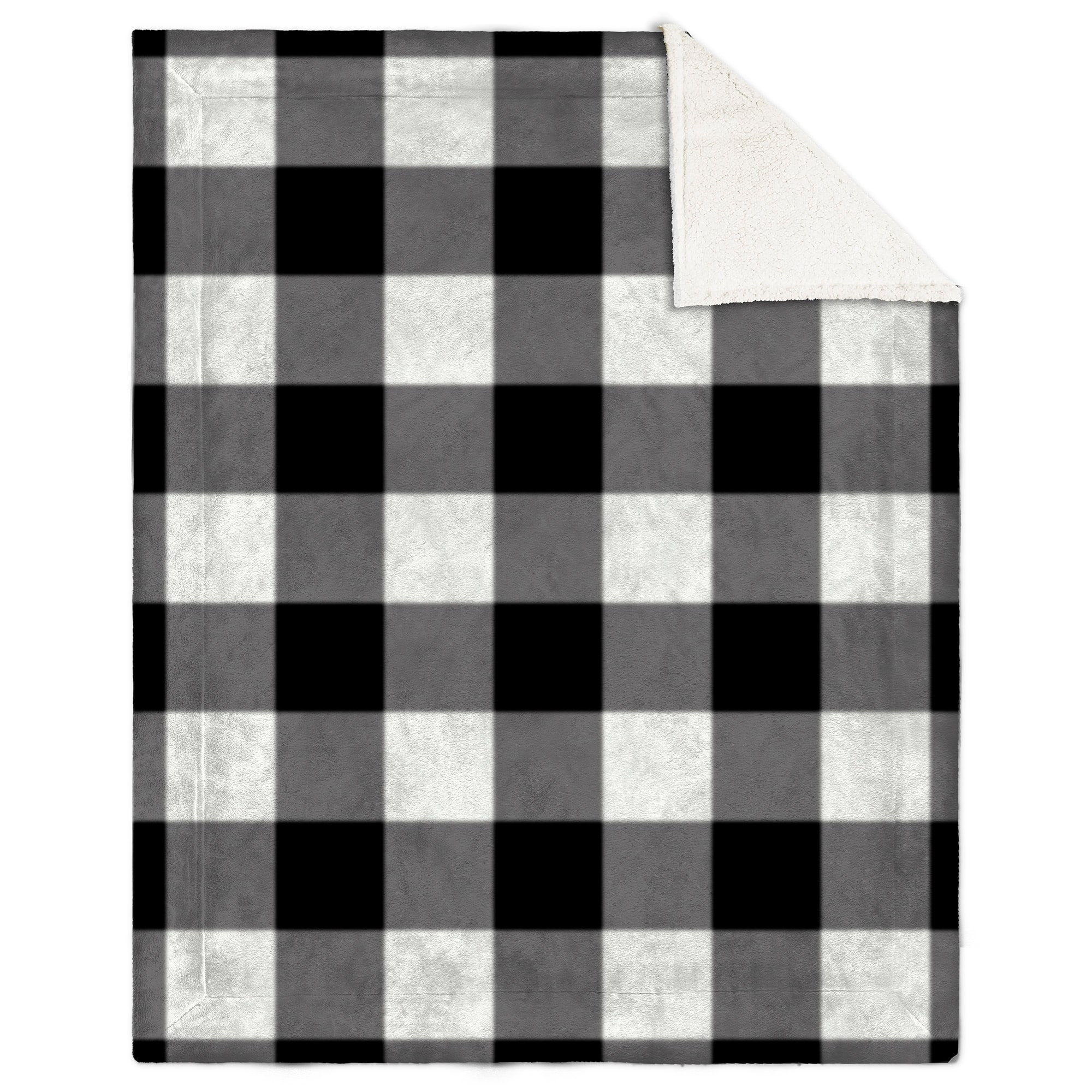 Premium Reversible Throw 60in x 48in (Black & White Buffalo Plaid