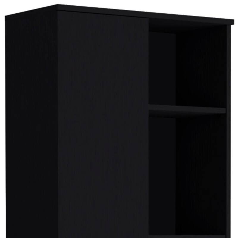 HomeRoots 67" Black Wood Two Door Pantry Or Storage Closet - 23.62 in. x 66.93 in. x 11.81 in.