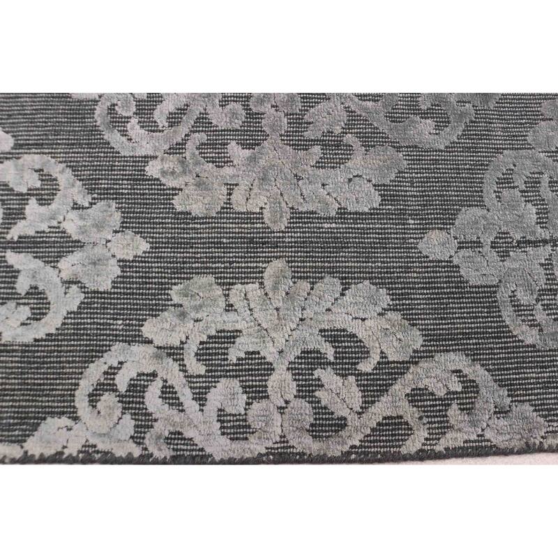 ECARPETGALLERY Hand Loomed Elysian Dark Grey Viscose, Wool Rug - 5'6 x 8'5