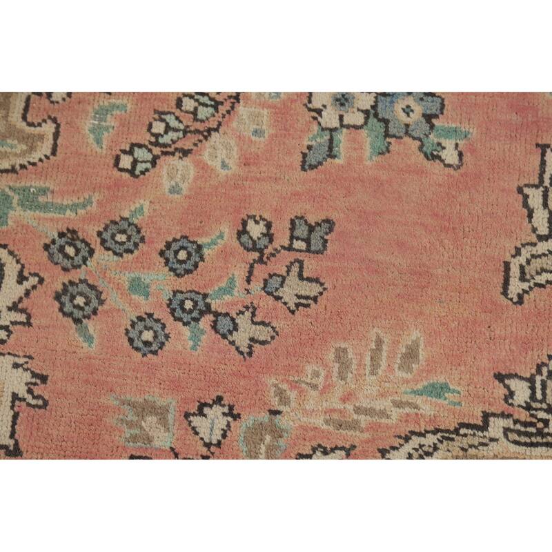 Pink Floral Tabriz Persian Area Rug Hand-Knotted Wool Carpet - 6'5"x 9'11"