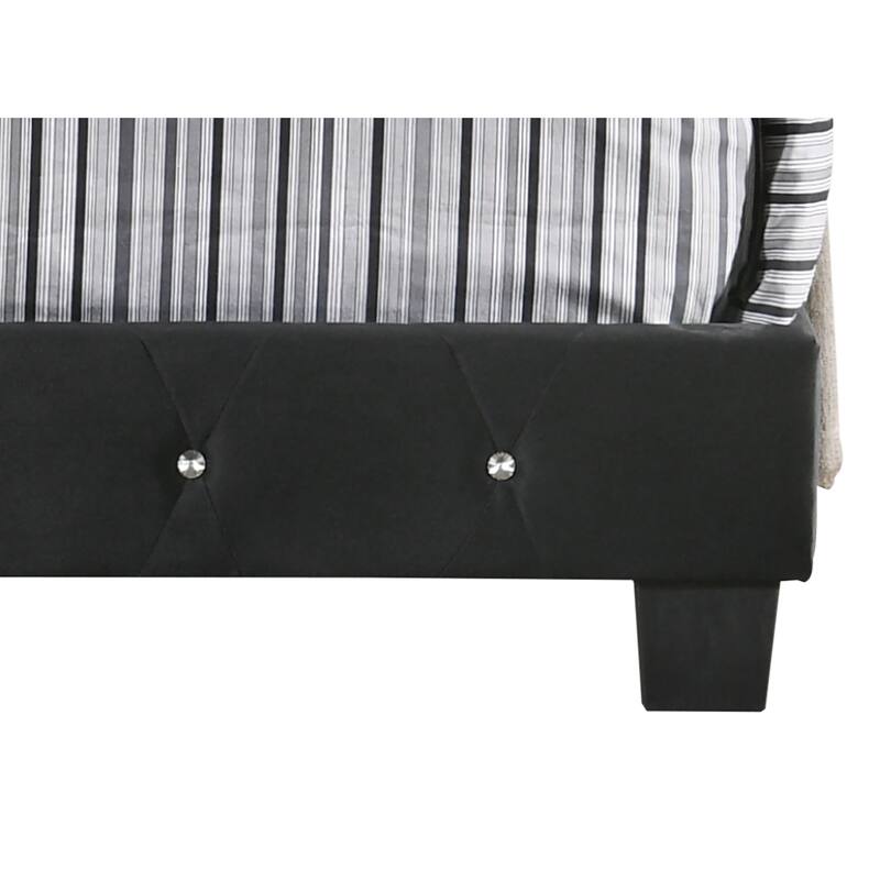 Black Transitional Queen Bed with Sturdy Frame