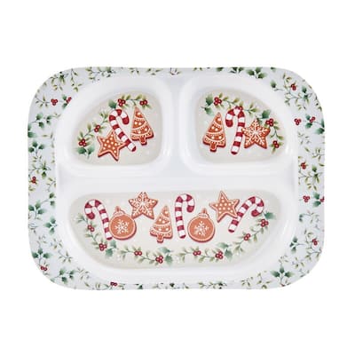 Pfaltzgraff Winterberry 10IN Melamine Divided Tray, Set of 4