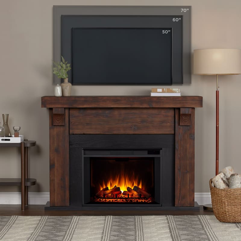Gunnison 64" Grand Electric Fireplace in Chestnut Barnwood