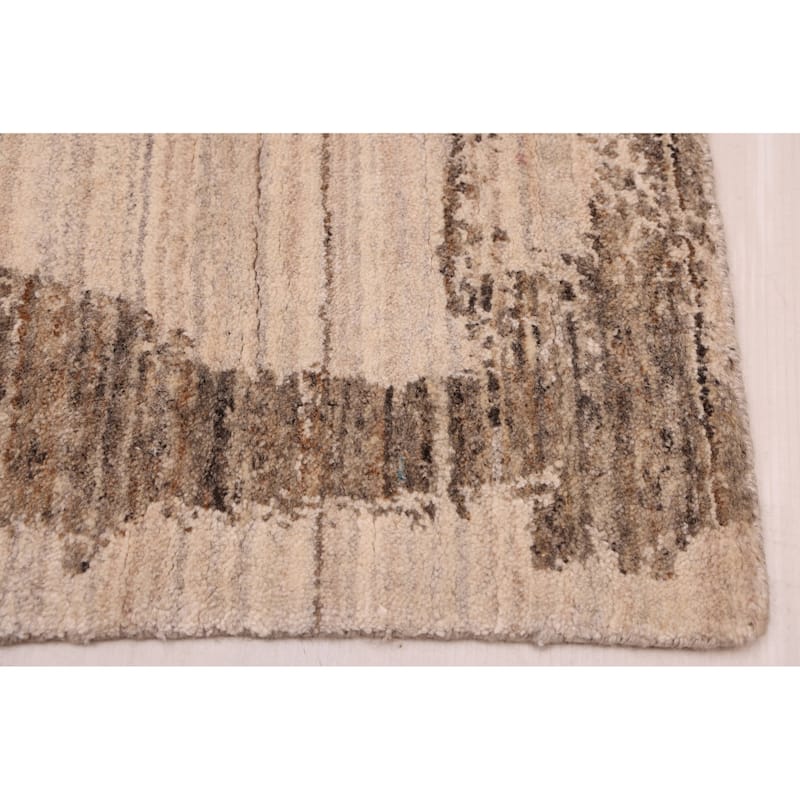 ECARPETGALLERY Hand Loomed Elysian Ivory, Taupe Wool Rug - 8'0 x 9'11