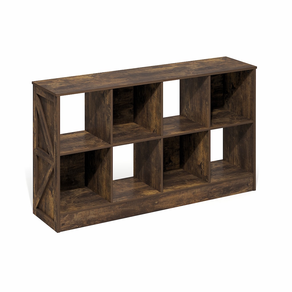 Furinno Jensen Farmhouse 8-Cube Display Bookcase, Bookshelf, Amber Pine
