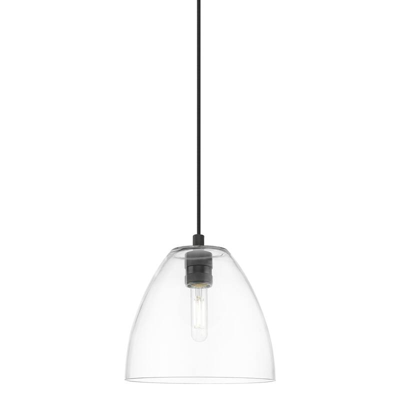 Innovations Lighting 434-1P-11-9 Crown Point Pendant Crown Point 9" - Matte Black / Clear