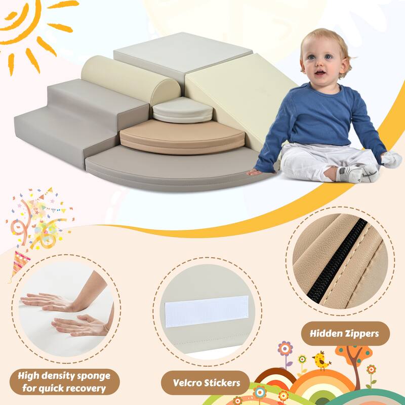 7-Piece Soft Foam Climbing Blocks for Toddlers,Soft Climb& Crawl Playset Indoor, Soft Play Equipment Climb and Crawl Playground