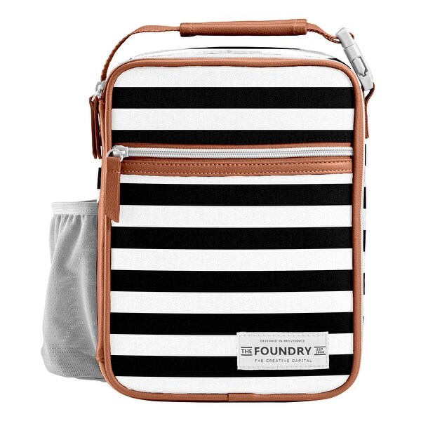 Fit & Fresh Thayer Lunch Tote - Black & White Stripe - Overstock - 32235439