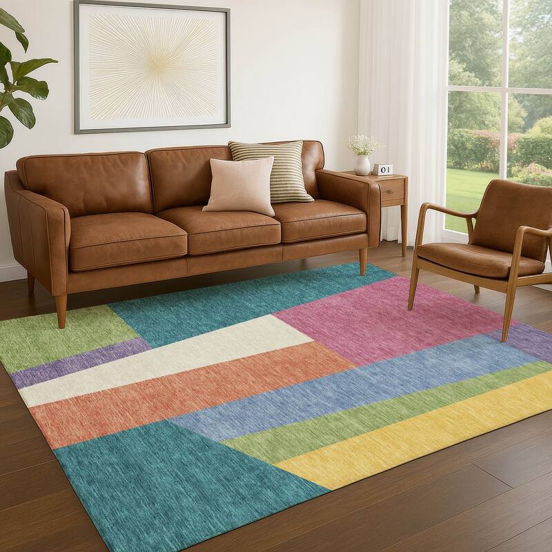 Machine Washable Indoor/ Outdoor Contemporary Jolie Chantille Rug