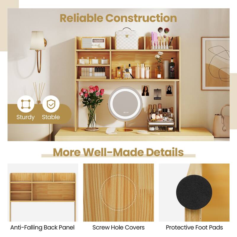 Gymax 3-Tier Desktop Bookshelf w/ 6 Shelves Desk Organizer for