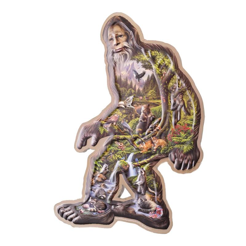 Bigfoot Collage Embossed Shaped Metal Sign - 19.5" x 12.9" - 19.5" H x 12.9" L x 0.12" D - 19.5" H x 12.9" L x 0.12" D