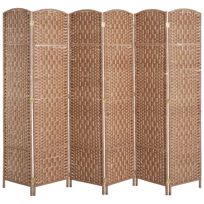 Wicker Weave 6 Panel Room Divider Privacy Screen