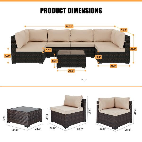 Patio Watcher 7 Pieces Patio Furniture Set Hand Woven PE Wicker Parlor ...