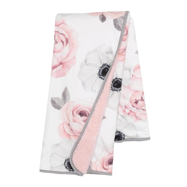 slide 2 of 5, Lambs & Ivy Floral Garden Watercolor Floral Pink Ultra Soft Baby Blanket