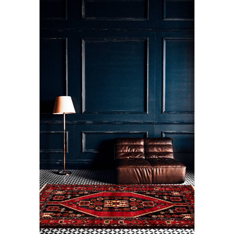 ECARPETGALLERY Hand-knotted Andelz Navy Wool Rug - 4'7 x 6'8