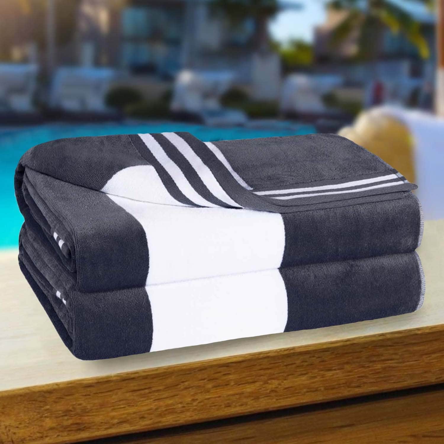 Cabana Stripe Oversized Cotton Beach 2 Piece Towel Set by - Picture 11 of 54