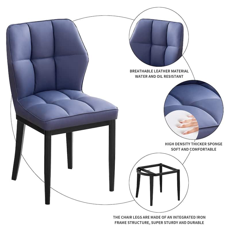 Checkered Faux Leather Upholstered Dining Chairs, Set of 2/4 - 33.7"H x 17.4"W x 17.4"D