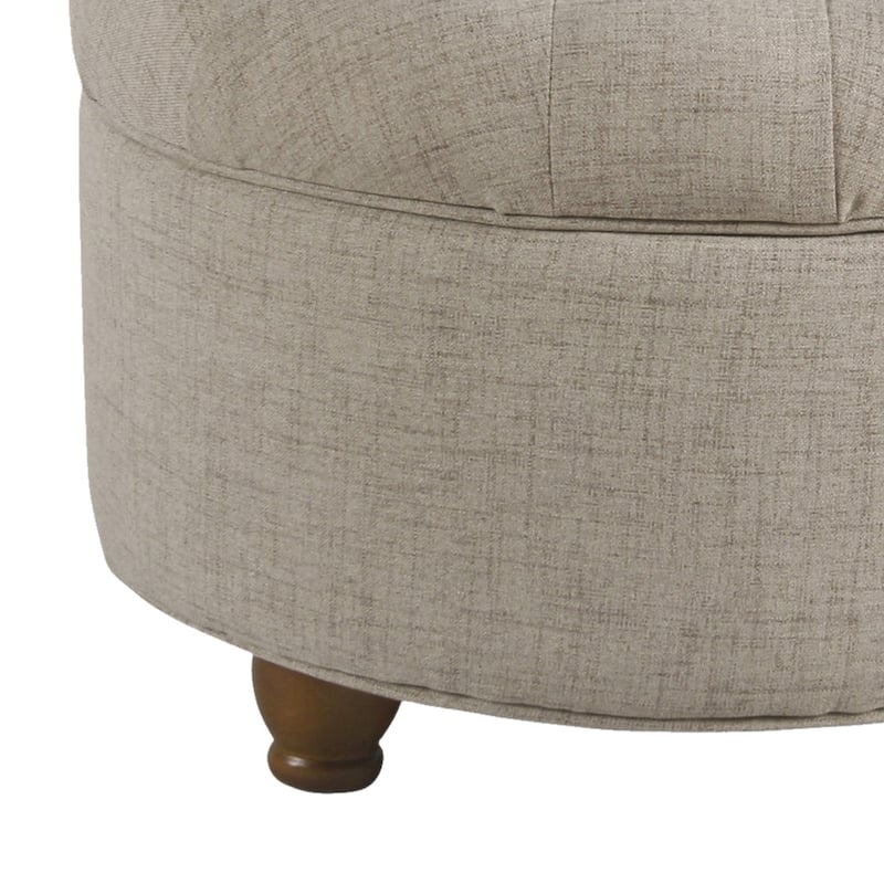 Fabric Upholstered Wooden Ottoman with Tufted Lift Off Lid Storage, Beige