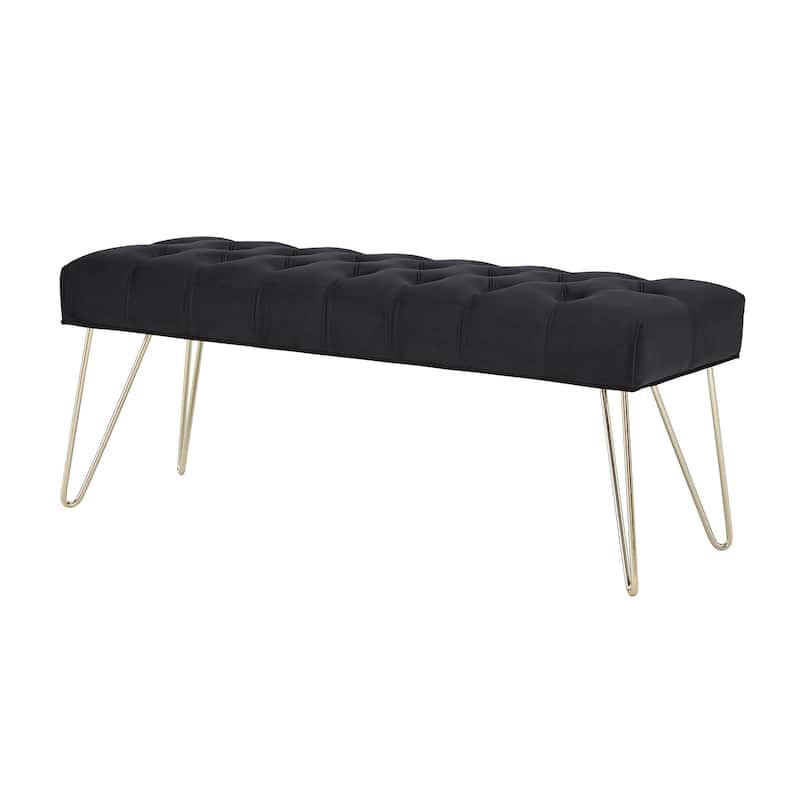Klaus Velvet Tufted Bench by iNSPIRE Q Bold - Black Velvet
