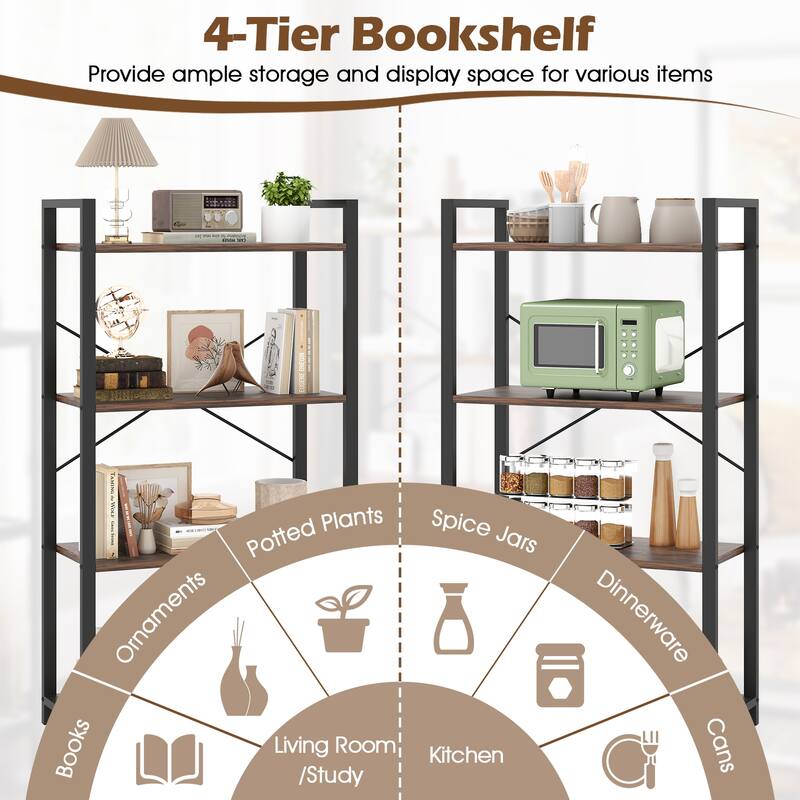 Gymax 47'' Floor Bookcase w/ Open Shelves Heavy Duty Metal Frame &