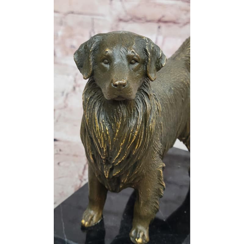 Bronze Golden Retriever Imitative Dog Statue Realistic Pet Sculpture Decor
