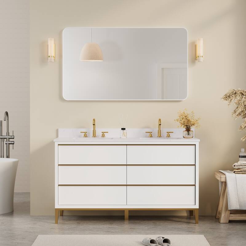 Modern Bathroom Rectangular Wall Mounted Anodized Aluminum Framed Vanity Mirror