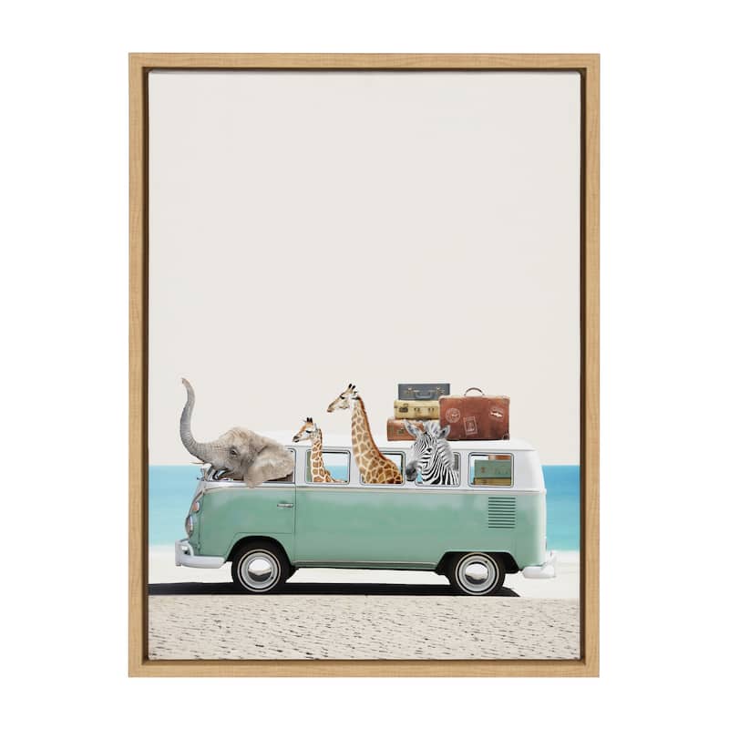 Kate and Laurel Sylvie Summer Animal Adventures Framed Canvas by July Art Prints