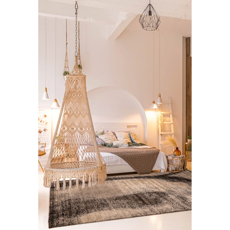 ECARPETGALLERY Hand Loomed Elysian Beige, Dark Brown Rug - 7'11 x 9'11