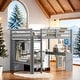 preview thumbnail 14 of 23, Contemporary Design Full Size Loft Bed with L-shaped Desk, Wardrobe and Storage Shelves, Multi-Functional