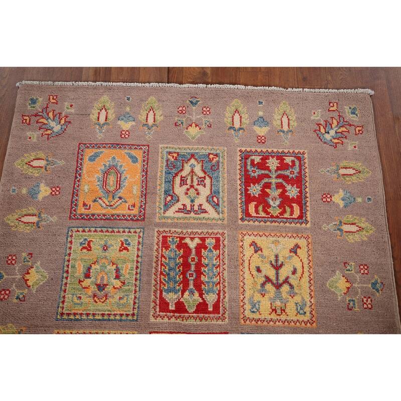 Garden Design Kazak Oriental Accent Rug Hand-Knotted Wool Carpet - 3'2" x 4'11"