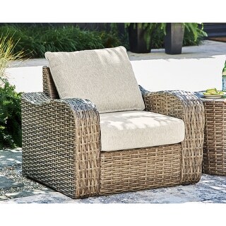 Signature Design by Ashley Sandy Bloom Brown/Beige Outdoor Lounge Chair with Cushion - 38"W x 35"D x 30"H