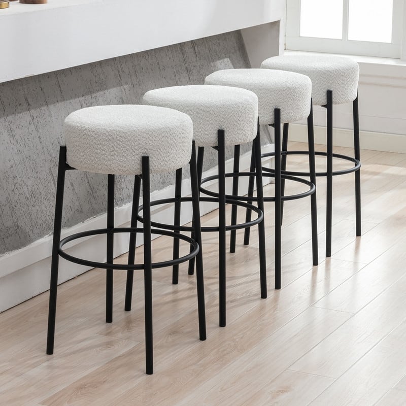 Mixoy 30"Counter Height Modern Backless Upholstered Kitchen Counter Bar Stools with Metal Base