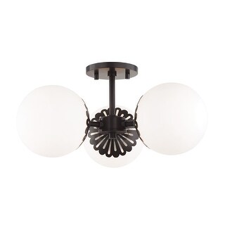 Mitzi by Hudson Valley Paige 3-light Old Bronze Semi Flush, Opal Glossy Glass