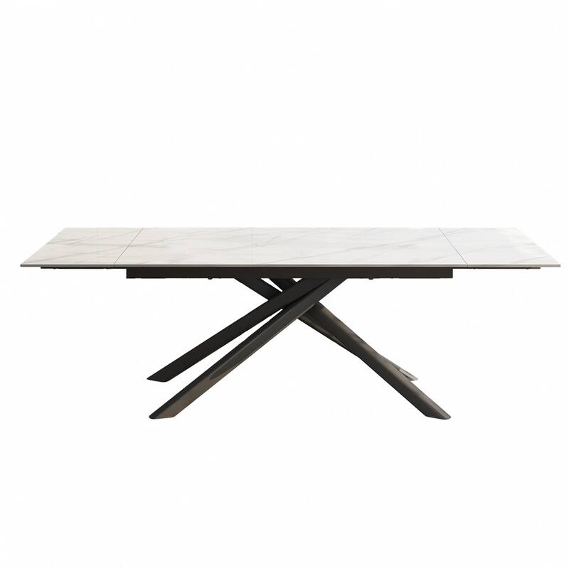 9 - Piece Extendable Rectangular Sintered Stone Cross Legs Dining Set With 8 Chairs For Home or Villa