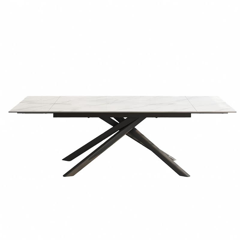 9 - Piece Extendable Sintered Stone Top Cross Legs Dining Set With 8 Fabric Chair