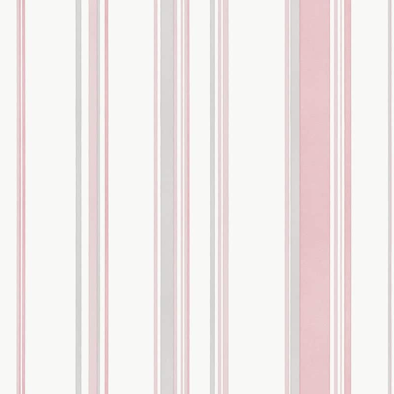 Galerie Wallcoverings Smart Stripes 3 Casual Stripe Vinyl on Non-woven Matte Wallpaper Roll - 33 feet long x 21 inches wide - Pink/Grey