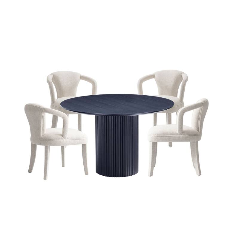 Manhattan Comfort 5-Piece Hathaway Modern 47.24 Solid Wood Round Dining Set