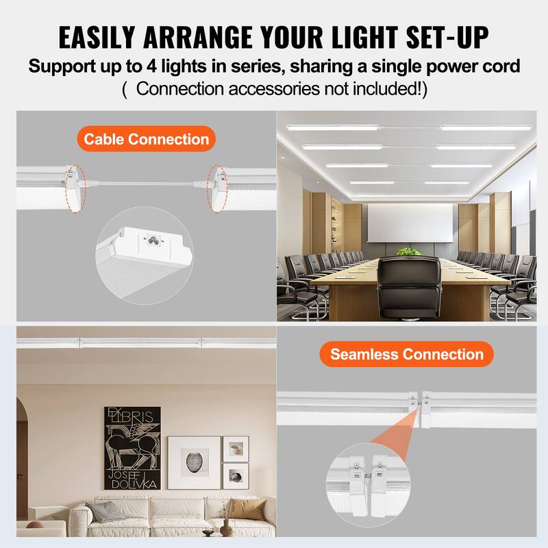 4FT LED Wraparound Light, Flush Mount LED Shop Light, Daylight LED Kitchen Ceiling Lighting Fixtures, for Garage Office