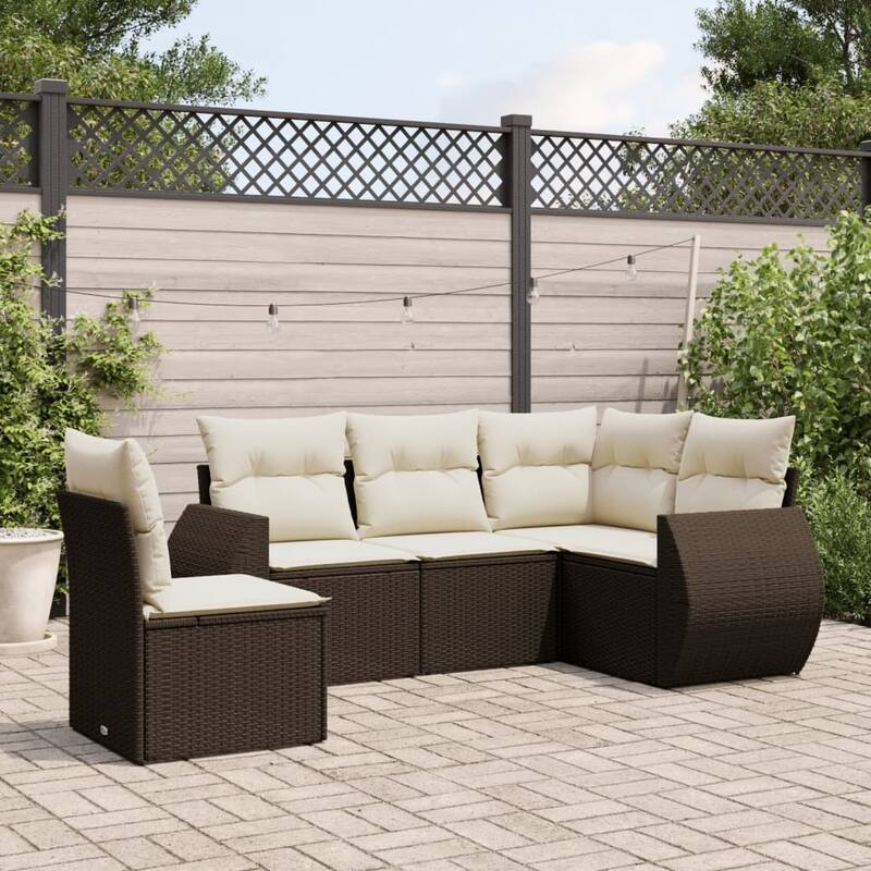 vidaXL Garden Sofa Set - Brown and cream With table
